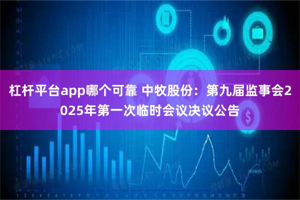 杠杆平台app哪个可靠 中牧股份：第九届监事会2025年第一次临时会议决议公告